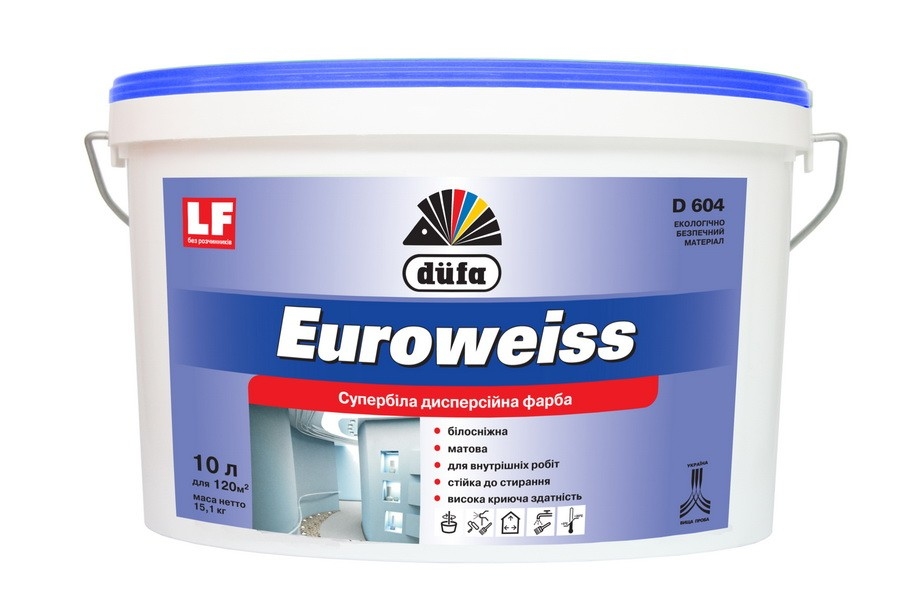 Краска DUFA Euroweiss D604 1л (8 шт) (белоснежка) - 19454